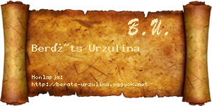 Beráts Urzulina névjegykártya